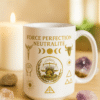 Mug spirituel blanc et doré Force Perfection Neutralité – symbole d’équilibre, de sagesse et de méditation, idée cadeau zen et décorative pour la maison ou le bureau.